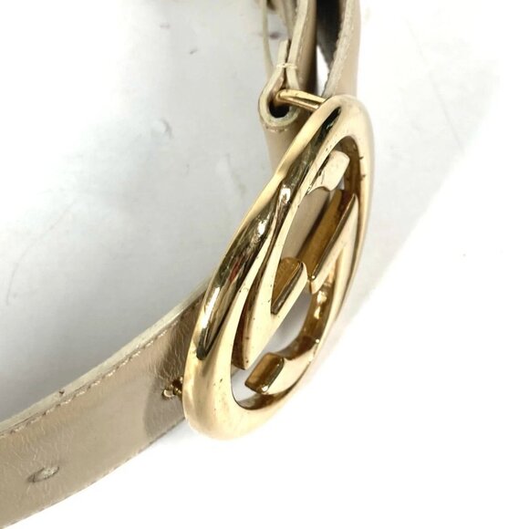 GUCCI 037・0394 GG logo belt Leather Beige/Gold main image 5